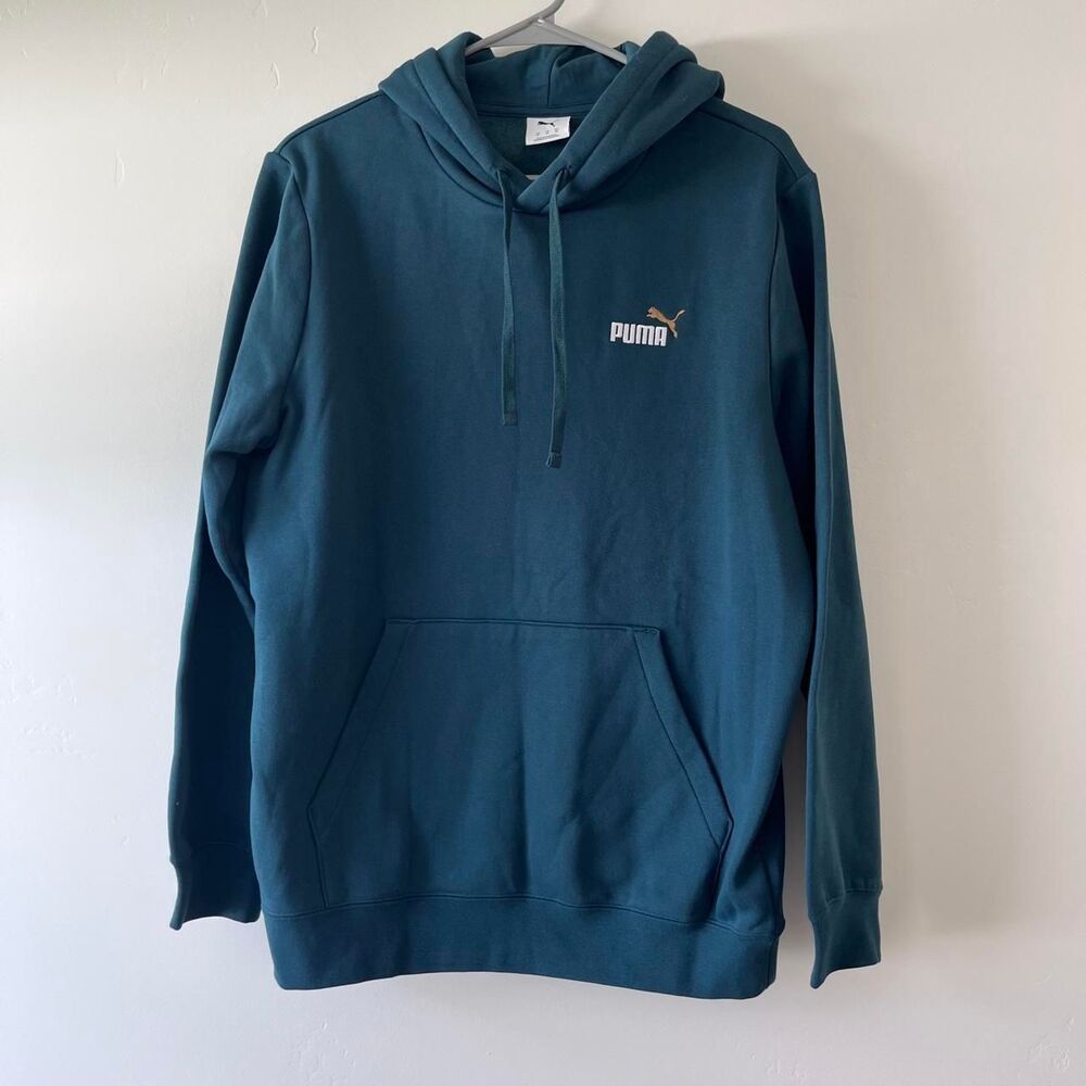 Puma Men's Blue and Green Hoodie